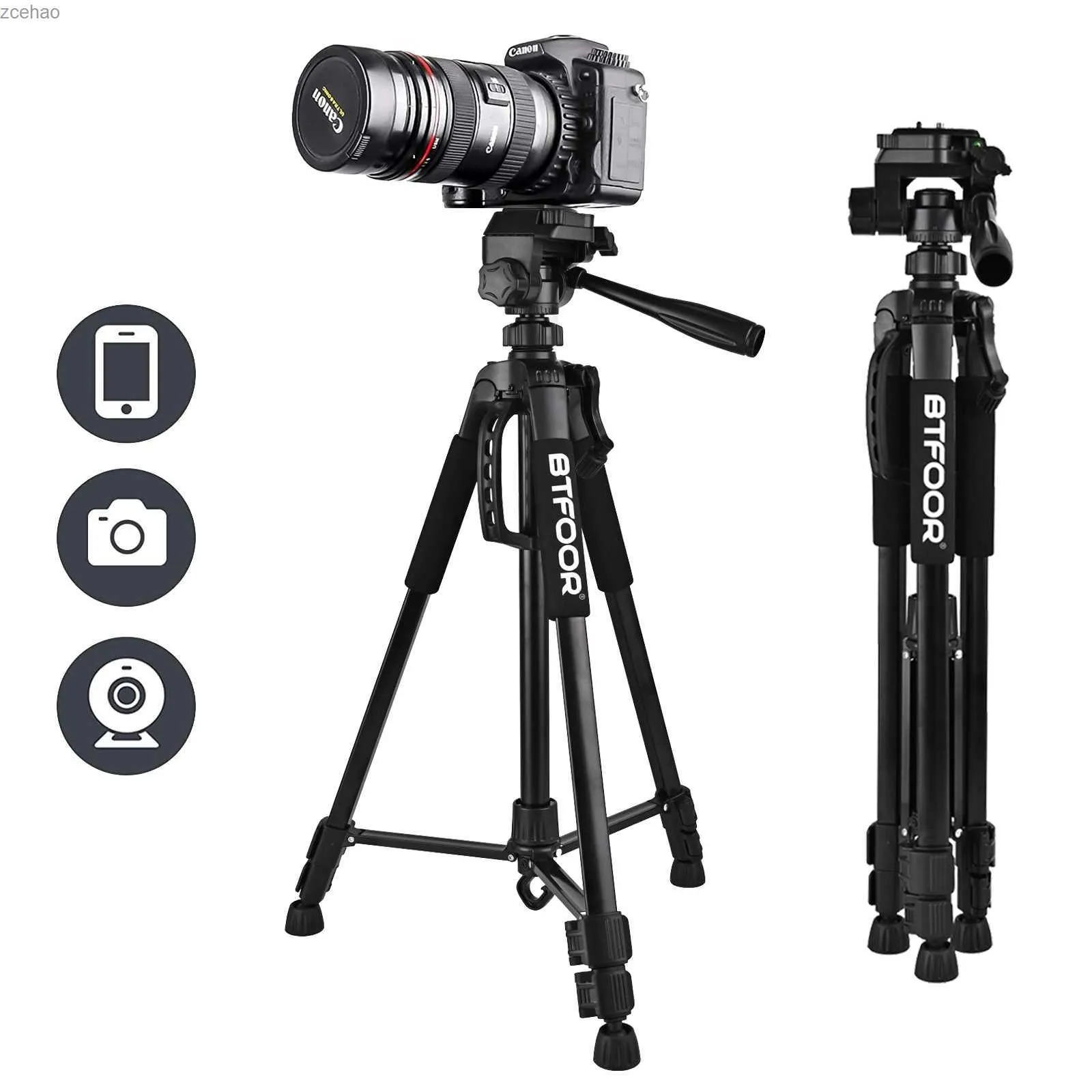 Tripods 55 140cm Travel Digital Camera Tripod Professional Aluminium Stand Stand With With Quick Plates Mount Pan Head for DSLR SLRL240115