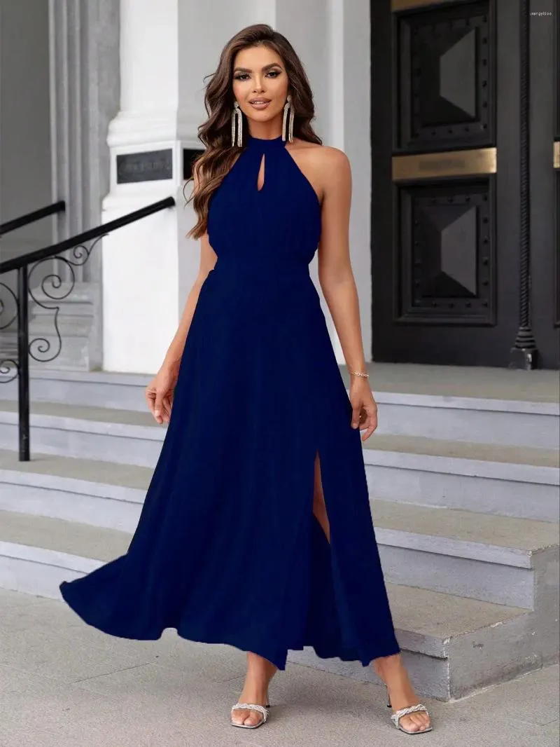 slim fit dress slacks Solid Halter Dress – Bijoux Terner