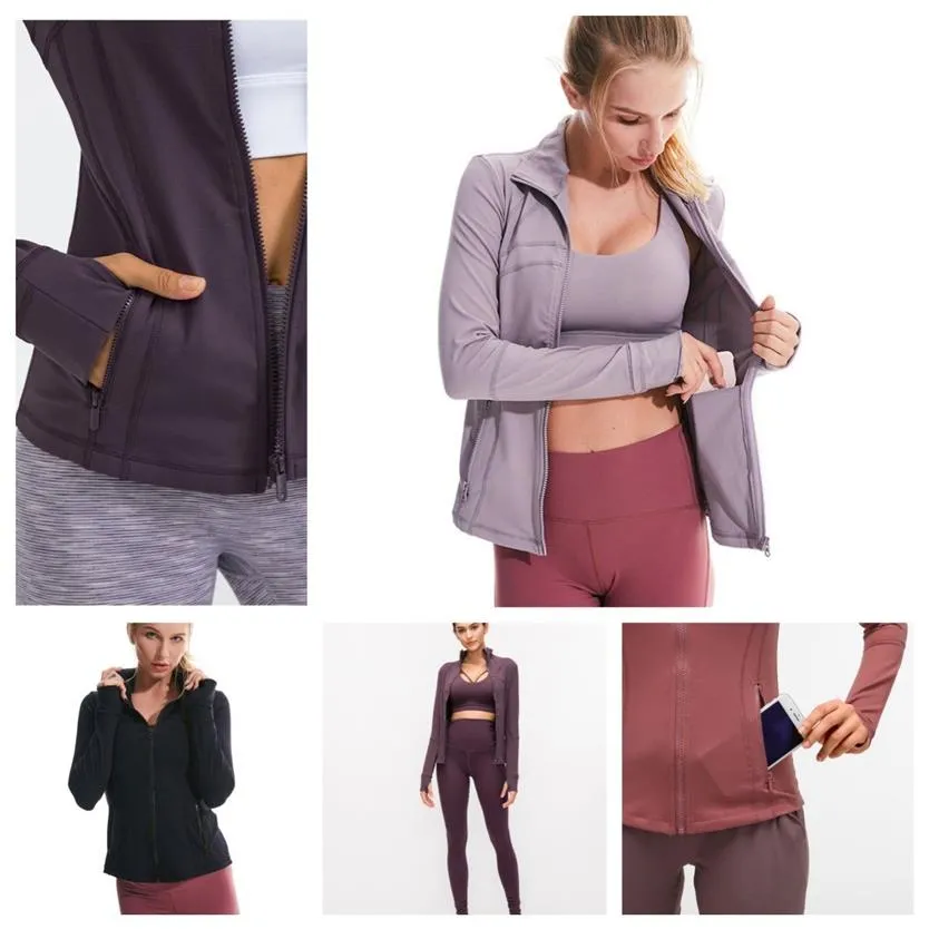 LL Neueste Mode – verkaufende Designer-Sportjacken für Damen, baumwollweiche Slim-Fit-Workout-Laufjacke mit durchgehendem Reißverschluss und Taschen288T