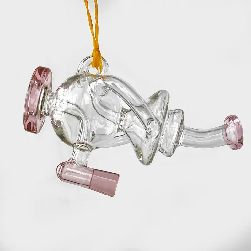 Pink Transparent Bent Neck Glass Bongs Smoking Pipe Oil Dab Rigs Honeycomb percolator Water Pipes 10mm Female Joint Hookahs With Pink Bowl Accessories wholesale