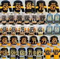 Hockey Jerseys Men Reverse Retro Hockey 87 Sidney Crosby Jersey Blank 71 Evgeni Malkin 66 Lemieux 59 Jake Guentzel 58 Kris Letang 16 Jason Zucker Classics