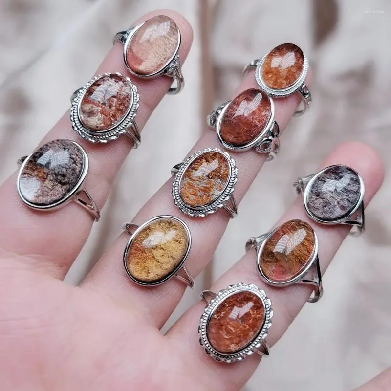 Cluster Rings Hoyon Natural Colored Gemstone Women's Ring S925 Sterling Silver Egg Men's Par Hand smycken Vintage Gift