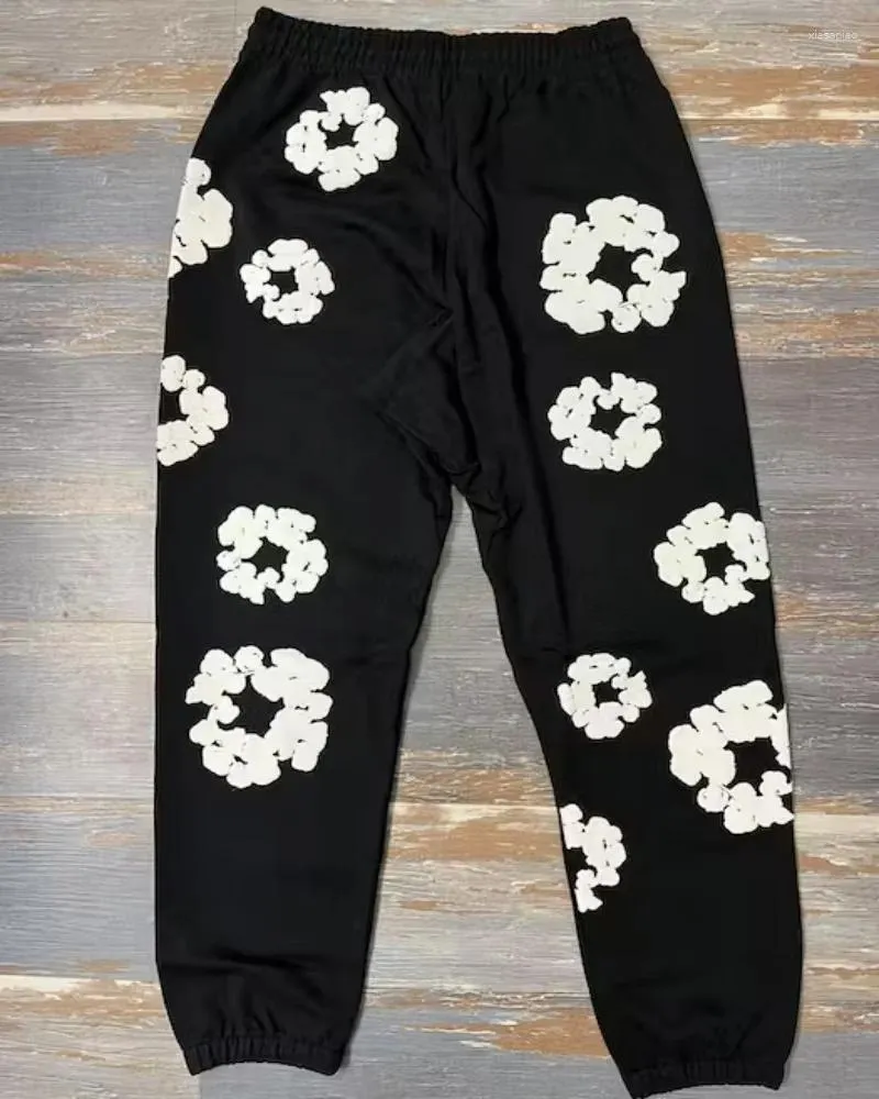 Pantalones para hombres Invierno Harajuku Flor All-Print Espuma American Kapok Street Hombres y mujeres Espesados Sueltos Y2K Leggings Track