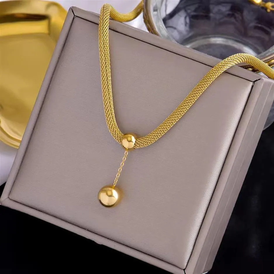 Collar de oro bola personalizado clavícula personalizada cadena de acero titanio joyería de diamantes diseñador joyería joyería de moda en capas Wome272z