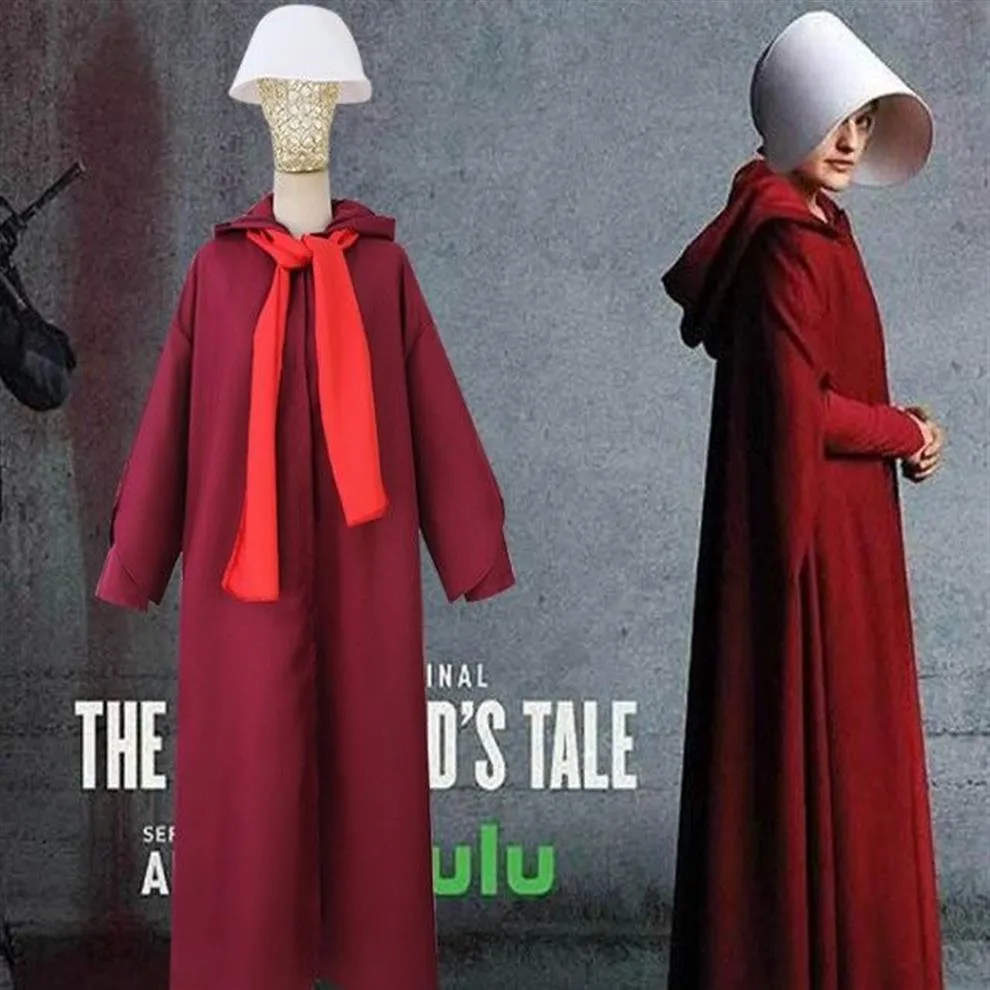 Costume de Cosplay avec cape et robe rouge offerte, conte des servantes, 2779