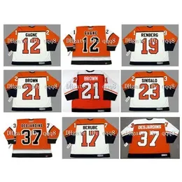 qqq8 Vintage Custom Hockey Jersey 12 SIMON GAGNE 19 MIKAEL RENBERG 21 DAVE BROWN 23 ILKKA SINISALO 37 ERIC DESJARDINS 17 CRAIG BERUBE Orange