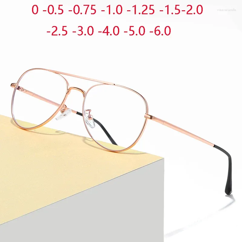 サングラス近視の金属女性のための楕円形の楕円形の処方メガネは、男性の学生ミオープルネッツディオプター0 -0.5 -0.75〜 -6