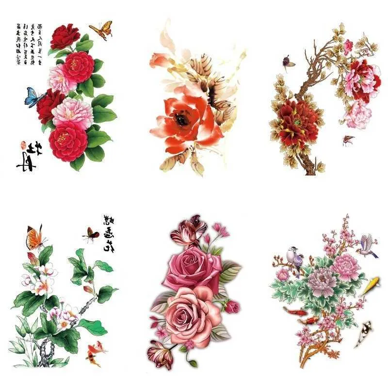 Cinema photography, photo taking, large patterns, watercolor flowers, Chinese feng shui transfer printing, waterproof tattoo stickers,