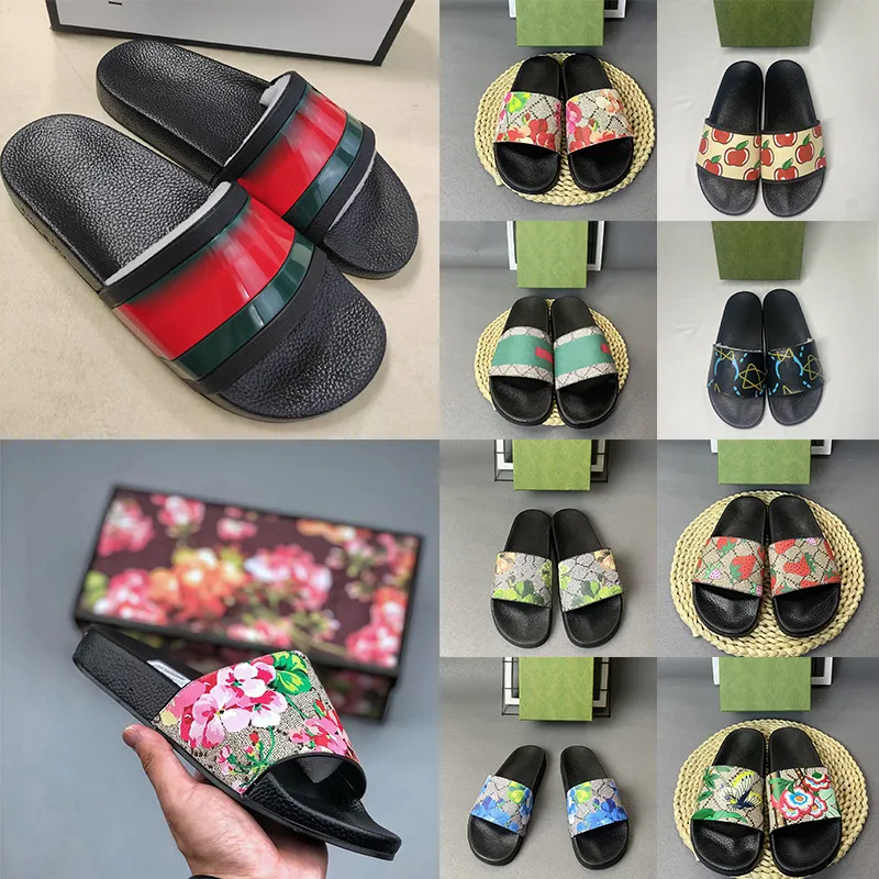 2024 Designer Slippers For Mens Womens Fashion Classic Flat Summer Beach Shoes Man Scuffs Leather Rubber Flat Floral Flower Tiger Slides Sliders dhgate sandals