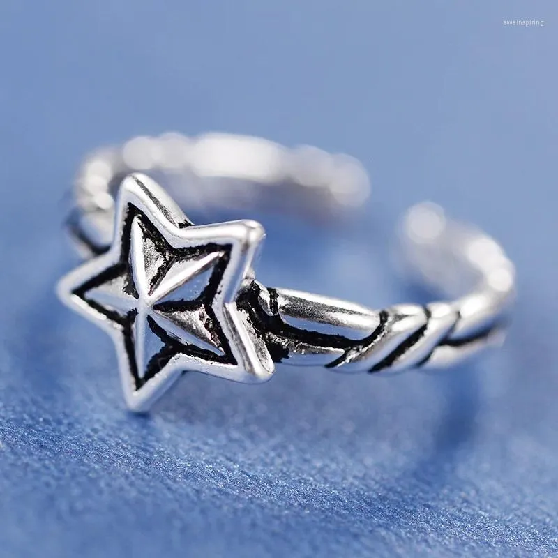 Cluster Rings High Quality Fashion 925 Sterling Silver Adjustable Star For Women Jewelry Thai Open Ring