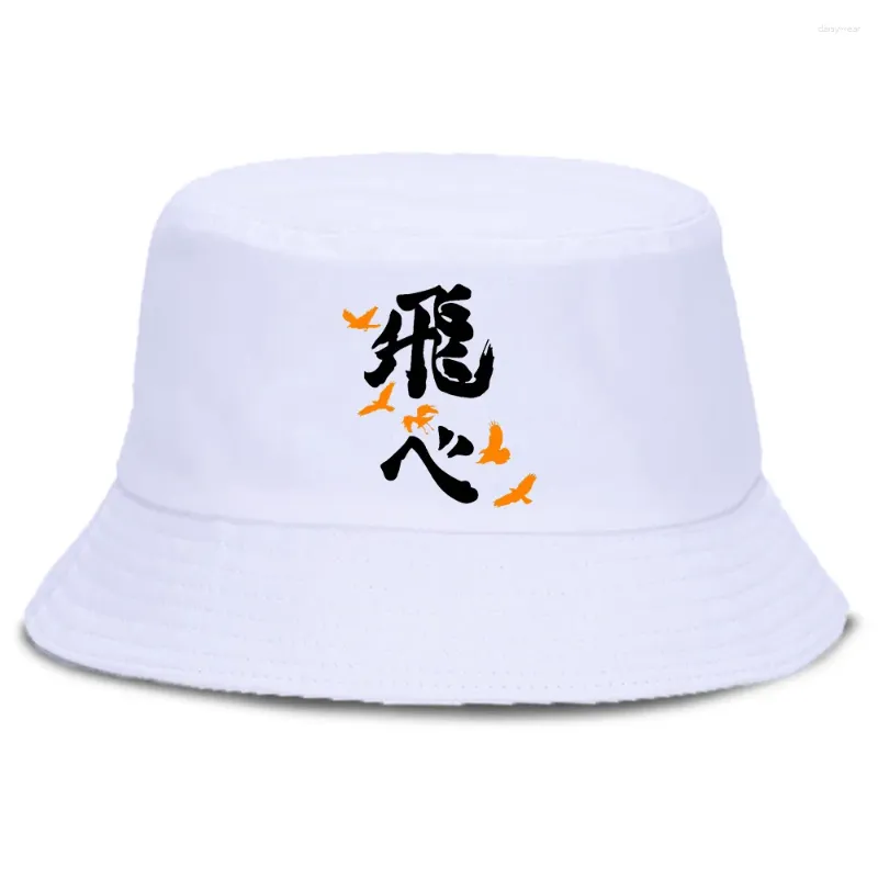 Bérets Chapeaux Oya Haikyuu Japon Anime Imprimé Femmes Bob Casual Crème Solaire Soleil Seau Chapeau Hommes Mode Coton Femmes Casquette de Pêcheur