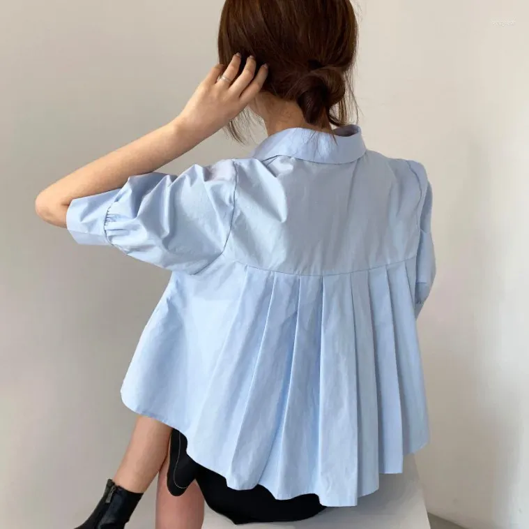 Womens Blouses Blusas Mujer De Moda 2024 Verano Elegantes Summer Blouse  Women Back Pleated Short Shirt Crop Sleeve Tops White Doll Chic From  Wuyasi, $14.87