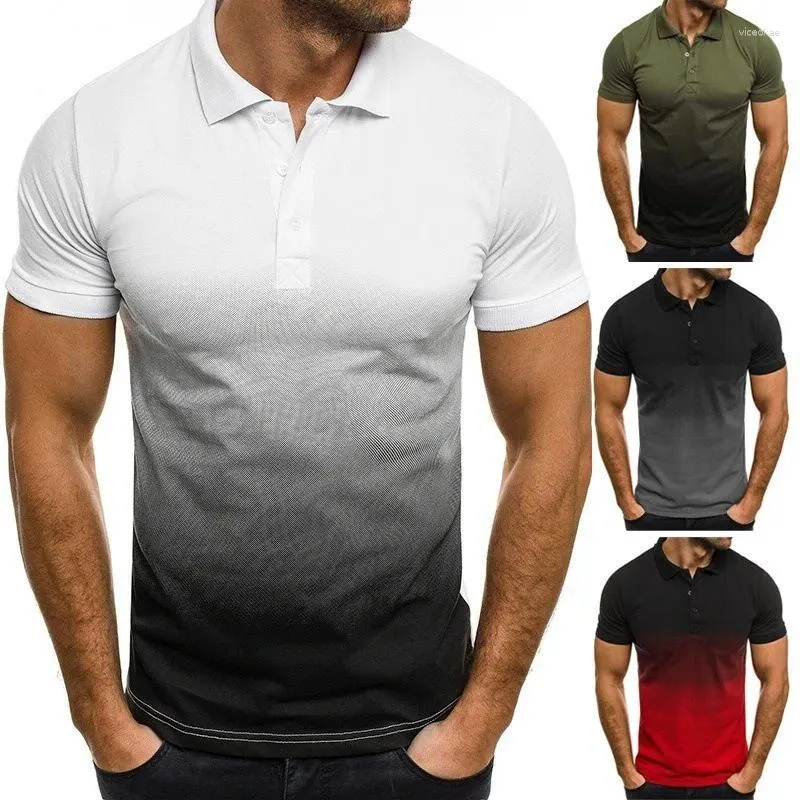 Men's Polos Summer Polo Shirt Casual Tops Short Sleeve Lapel T-Shirt Breathable Clothing Ropa Hombre Gradient Tees