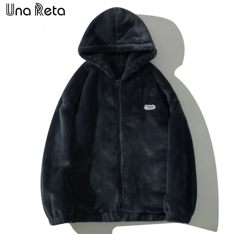 Una Reta Hooded Men's Parkas Streetwear Autumn Winter Men Clothing Hip Hop Parka Harajuku Unisex Canary Velvet Jacket Coat 240115