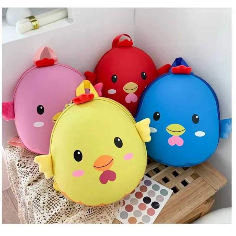 Cute Chicken Schoolbag Children Backpack Hard Shell Cartoon Lovely Mini Shoulder Bag Kids Bags for 13 Grades 240115