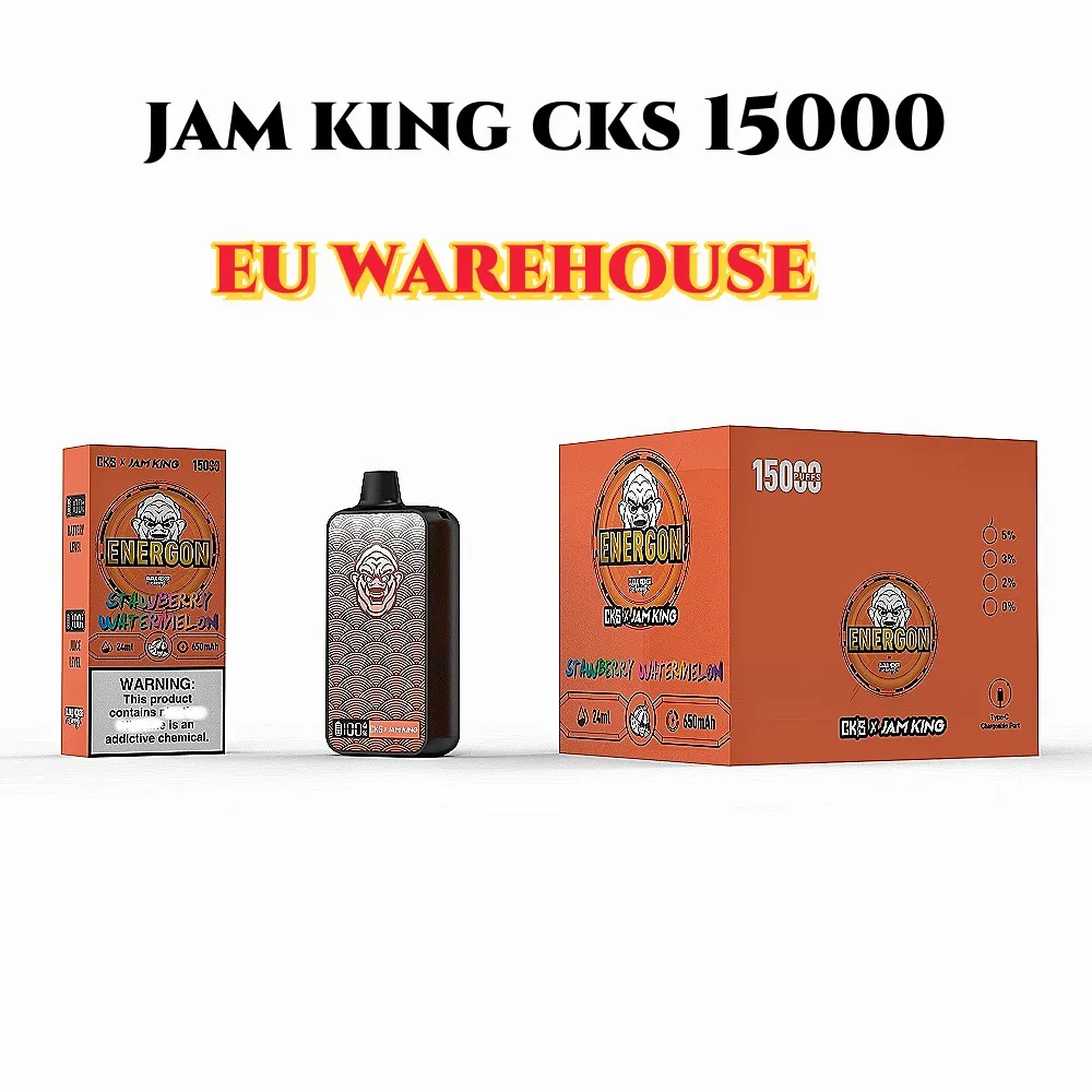 Склад ЕС Jam King CKS ENERGON vape Puff 15000 сигарет Elettroniche 24 мл E Juice Электронная сигарета Экранный дисплей 2% 3% 5% Сетчатая катушка Перезаряжаемая аккумуляторная ручка 650 мАч