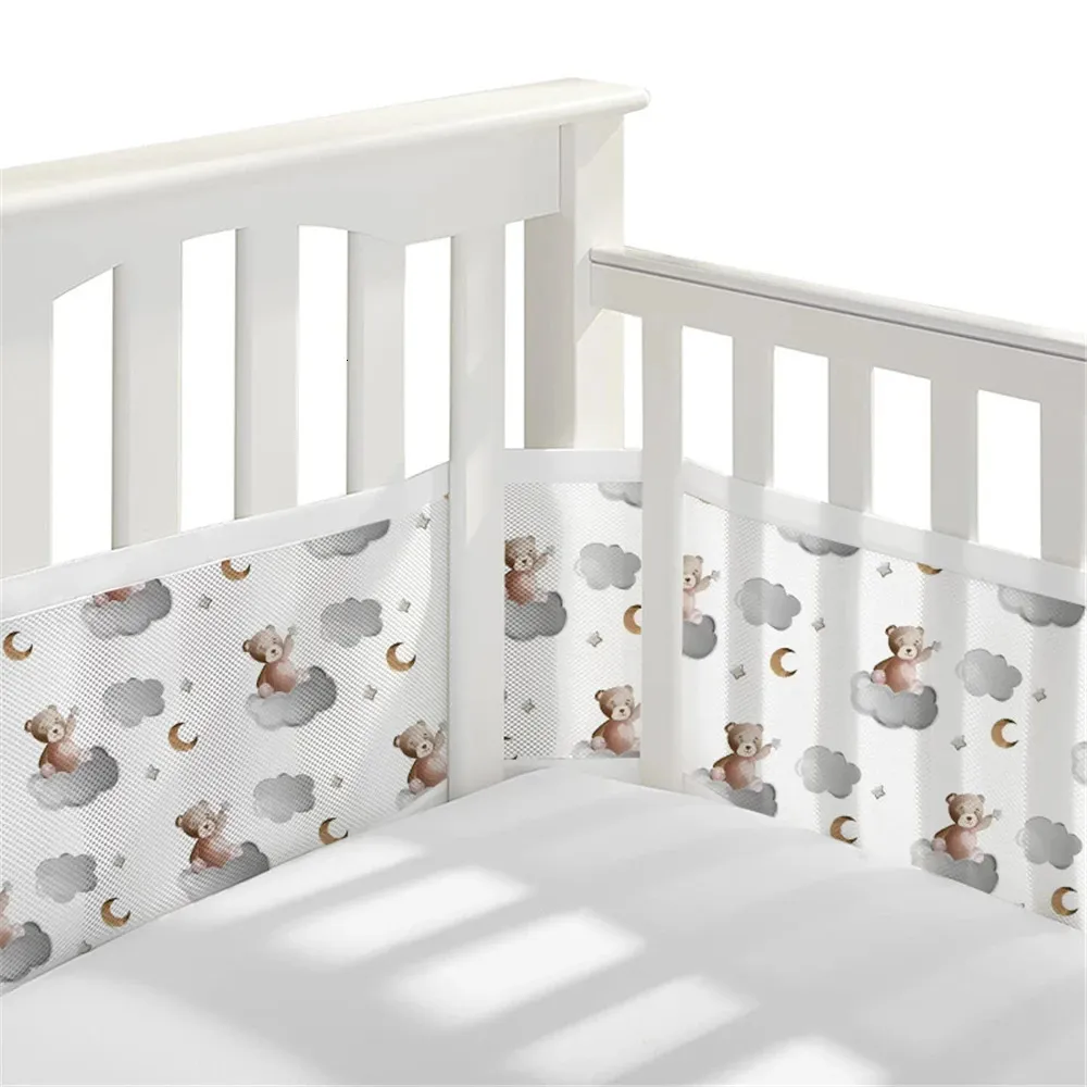 2pcsSet Summer Breathable Baby Crib Bumper Safety Crash Babys Bed Bumpers born Bedding Set Rails Anti Fall Down 340160x30cm 240113