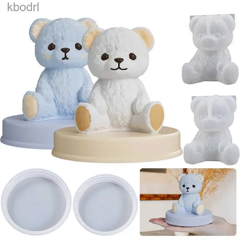 Craft Tools Diy Smiling Teddy Bear Silicone Candle Mold 3D Animal Soap Resin Craft Plaster Making Kit Handmade Ice Cube Mold Home Decor Gift YQ240115