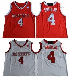 Mens NCAA Vintage NC State Wolfpack Dennis Smith Jr. College Basketball Jerseys #4 Home Red Stitched Shirts White Jersey S-XXL