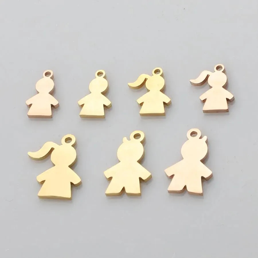 Necklaces Fnixtar Mirror Polished Stainless Steel Small Boy Girl Charms for Women Bracelets Necklace Diy Jewelry Gift 20piece/lot
