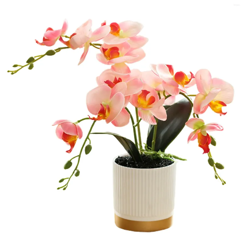 Fleurs décoratives plantes fleur artificielle 1 Pc 13 pouces décoration cadeau fond doré maison Phalaenopsis bonsaï plastique simulé