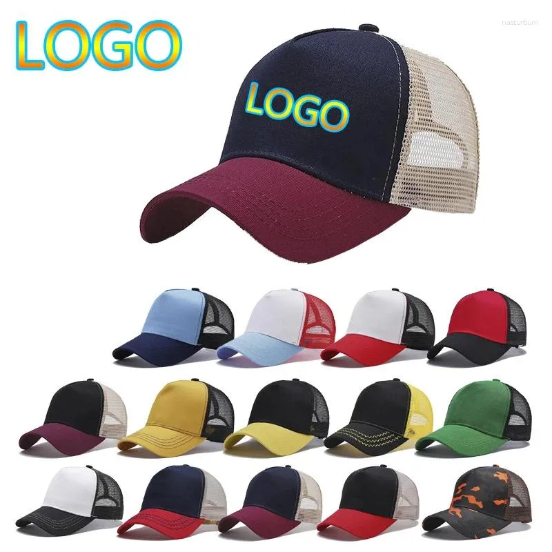 Casquettes de balle Logo personnalisé coton maille casquette de baseball en plein air pour les femmes couleur correspondant réglable papa chapeau Hip Hop hommes Snapback camionneur