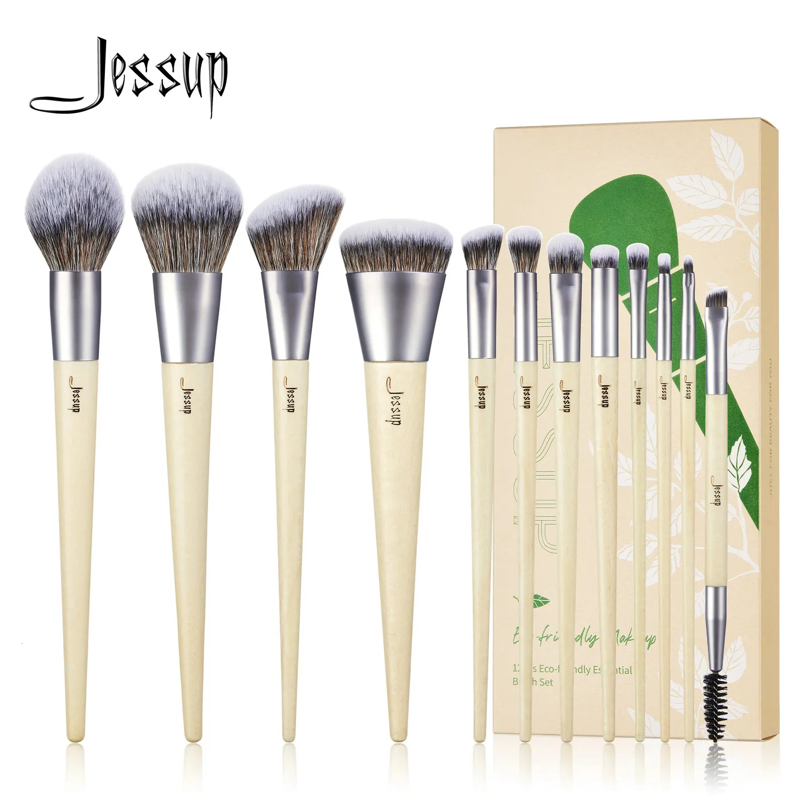 Jessup Pinceaux de maquillage Set Premium Synthétique Fondation Poudre Angle Correcteur Mélange Fard à Paupières Duo Brosse À Sourcils Maquillage T327 240115