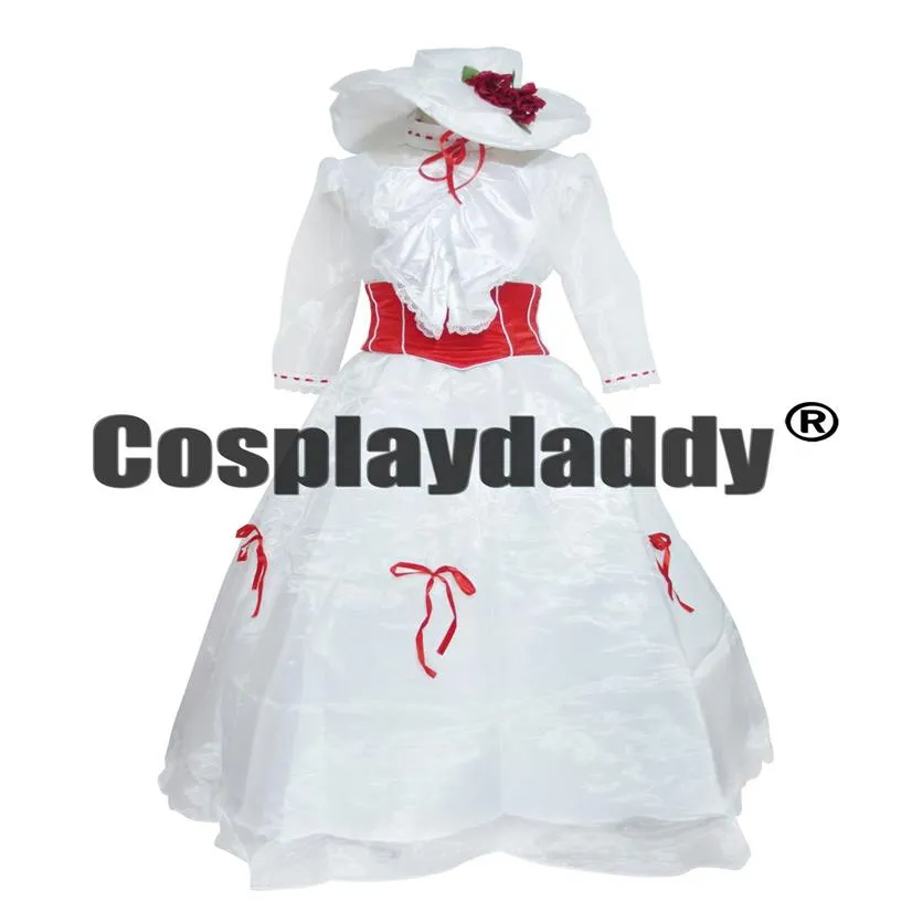 Mary Poppins film princesse Mary robe de soirée blanche Costume de Cosplay285b