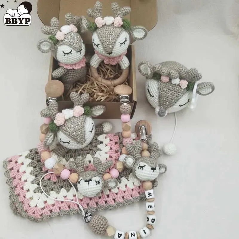 born Mobile Gym Educational Ring Teething Toy Baby Cotton Baby Wooden Ring Rattle Crochet Wool Toy Customize Pacifier Chain 240115