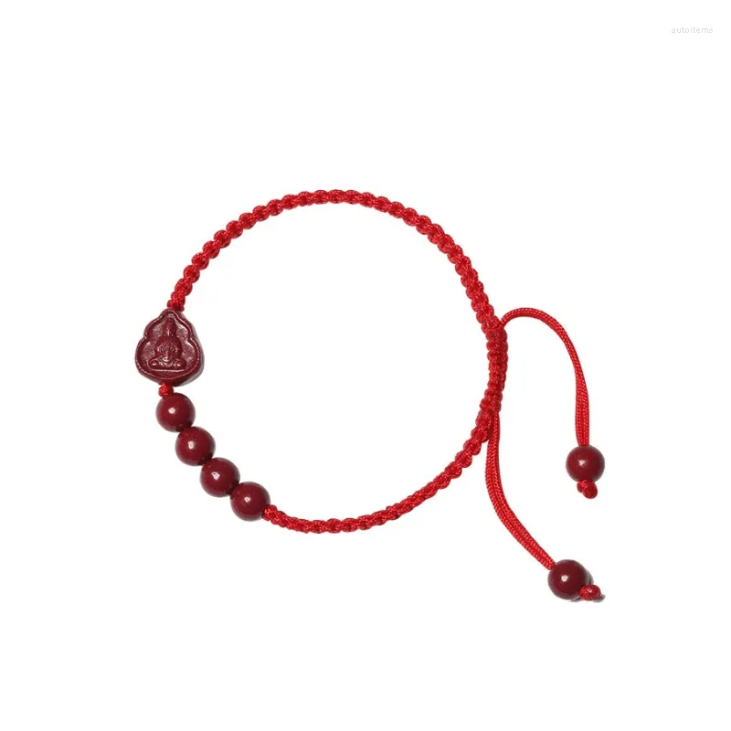 Loose Gemstones Original Ore Purple Gold Sand Cinnabar Maitreya Buddha Guanyin Hand Rope Couple A String Woven Red