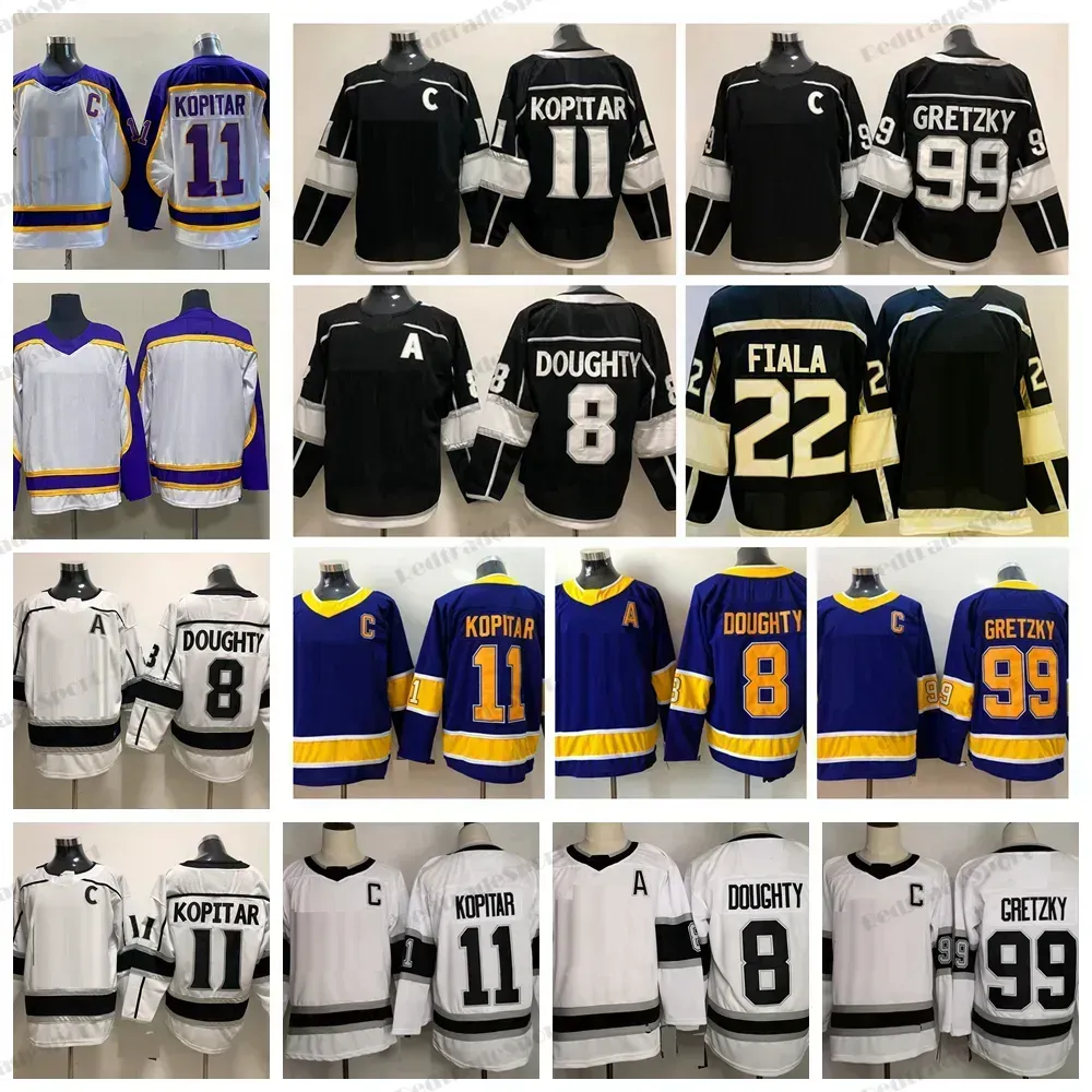 커스텀 남자 청소년 여성 Los''angeles''kings'''''''''''''''2024 리버스 레트로 보라색 11 Anze Kopitar Hockey Jerseys 8 Drew Doughty 22 Kevin Fiala 99 Wayne Gretzky