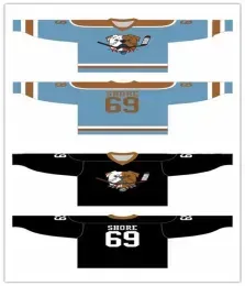 Custom 69 Shore SudBery Blueberry Ice Hockey Jerseys Black Blue Men Women