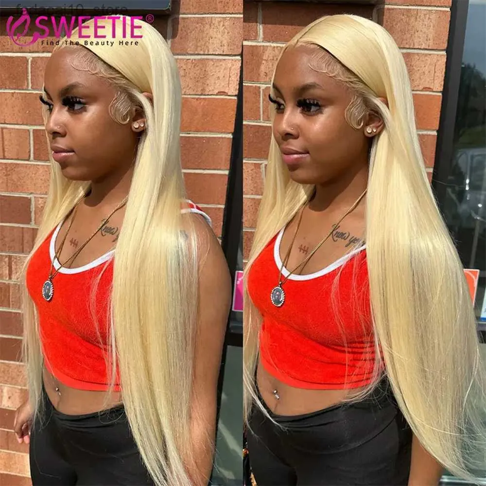 Synthetische Perücken Transparent 613 Honigblond Gerade 13x6 Spitze Frontal Echthaar Perücken Für Frauen Glueless Brasilianische Spitze Frontal Perücke Vorgezupft Q240115