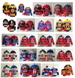 Wayne Gretzky Old Time Hoodie Joe Sakic Bobby Orr Hockey Jersey Mark Messier Oilers Henrik Lundqvist Rangers Wendel Clark Penguins Lemieux C