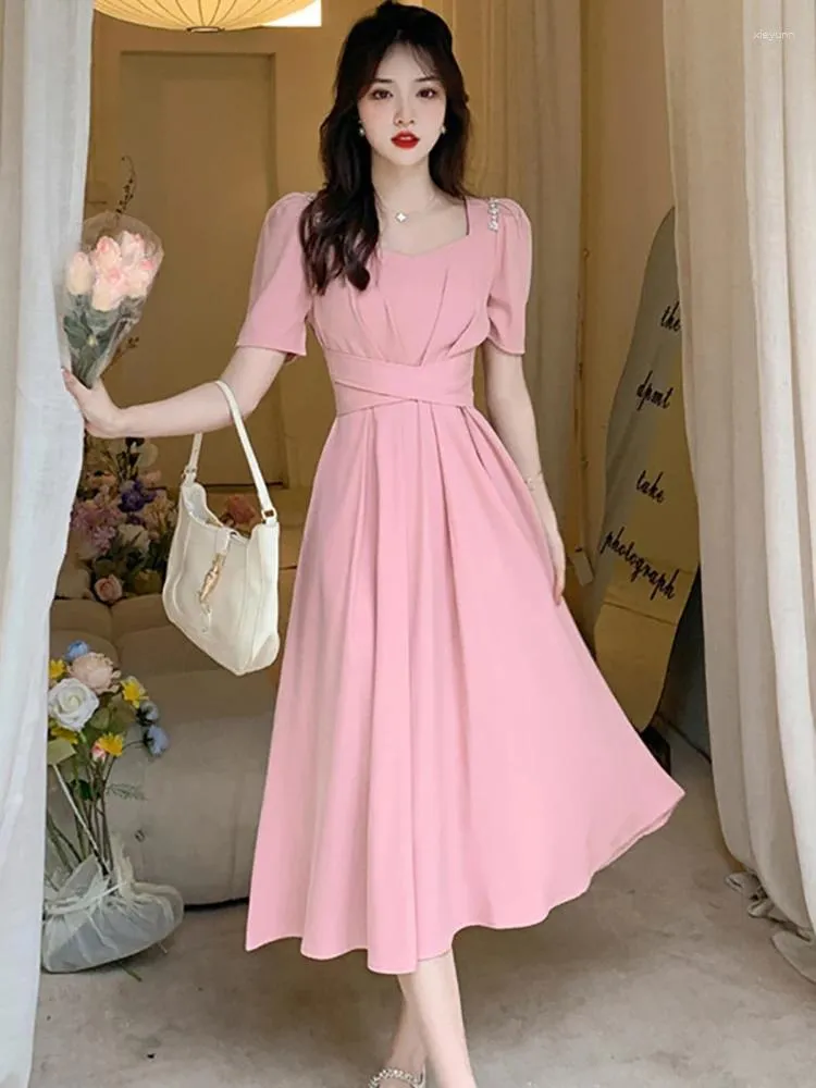 knee length dresses for ladies Linen A-Line Midi Dress main image 0