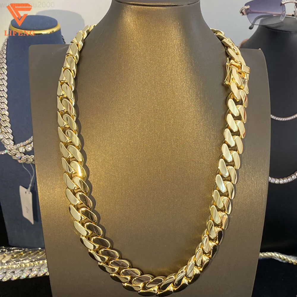 Bijoux de mode Colliers de placage en or 925 Chaîne de liaison cubaine Hip Hop Miami Silver Hop Miami pour hommes