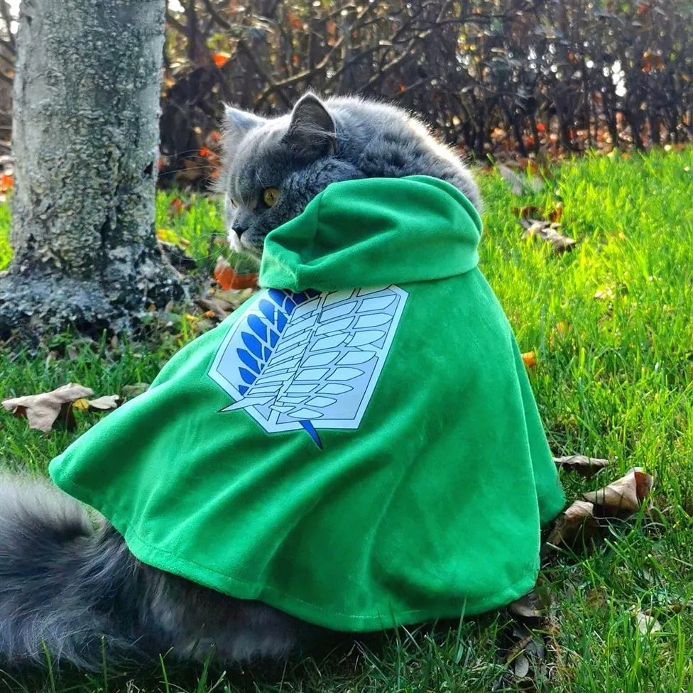 Aanval op Titan Cosplay Shingeki Geen Kyojin Survey Corps Mantel Cape voor huisdier Dog295p