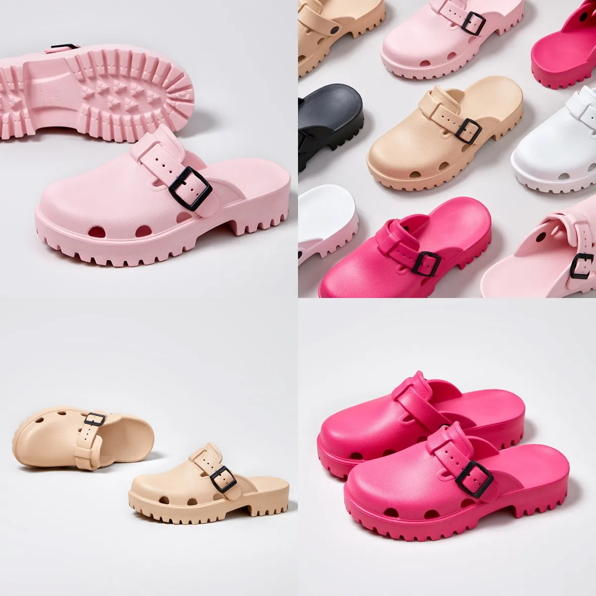 2024 Damen Sandalen Damen Hausschuhe Mode Slipper Leder Gummi Sandalen Sommer Strandschuhe Gear Bottoms Sliders EUR 36-41