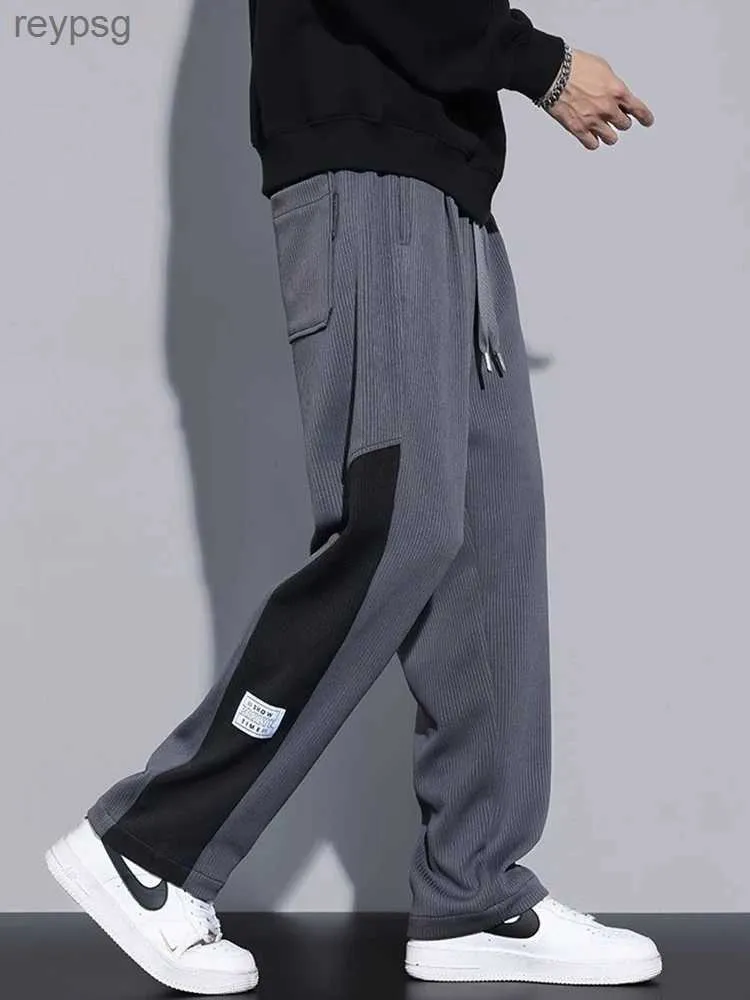 Men's Pants Pantalon de sport ample et droit pour hommes jogging harem ADT épissage vêtements de rue hip-hop décontracté mode printemps et automne nouveaux styles YQ240115