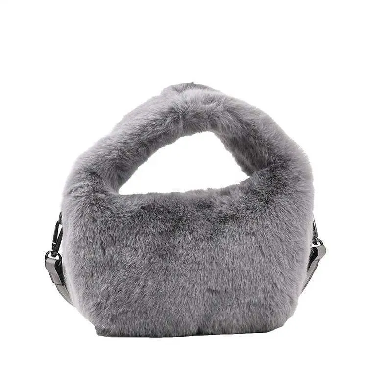 Sac de fourrure Faux hiver nouveau doux chaud court en peluche sac à main mode couleur unie fermeture éclair moelleux carré messager pour femmes femme 220923