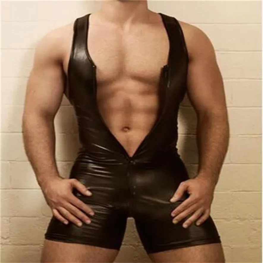 Mens Gays Bondage Fetish Sexy Pvc Catsuit bodysuit playSuit Clubwear Jumpsuit outfit l973 Mlxlxxl3xl290l