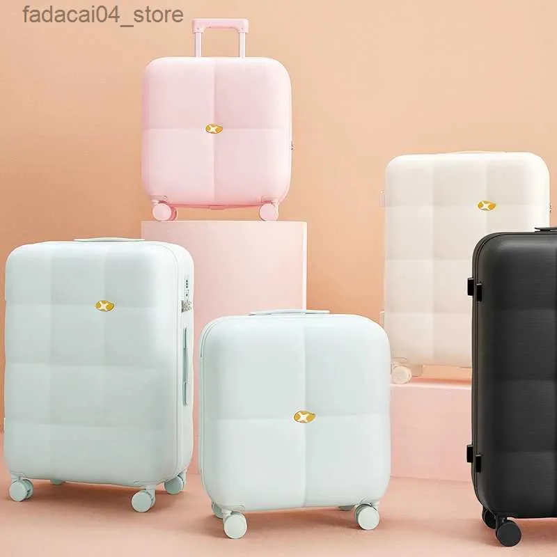 Valises Mignon fromage roulant bagages valise de voyage mode schéma de couleurs coffre grande capacité valises silencieux universel roue bagages Q240115