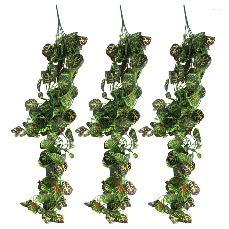 Dekorativa blommor 3 packar konstgjorda hängande växter falska murgröna blad för bröllop inomhus utomhusdekoration