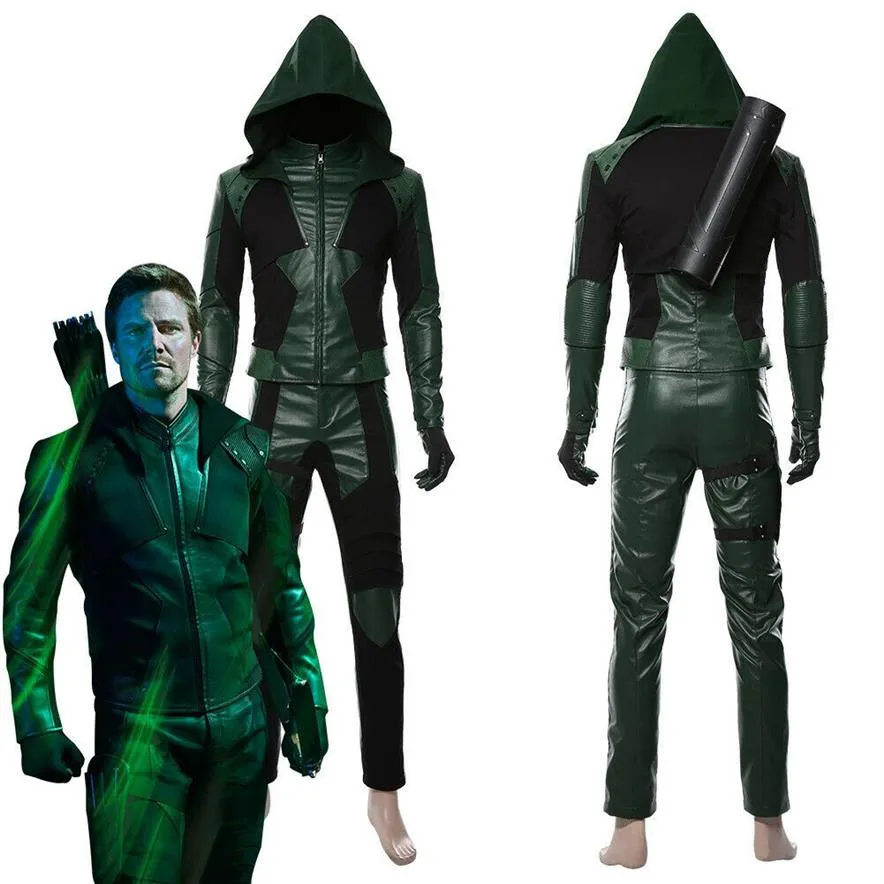 Green Arrow säsong 8 Oliver Queen Cosplay Costume valfri storlek305i