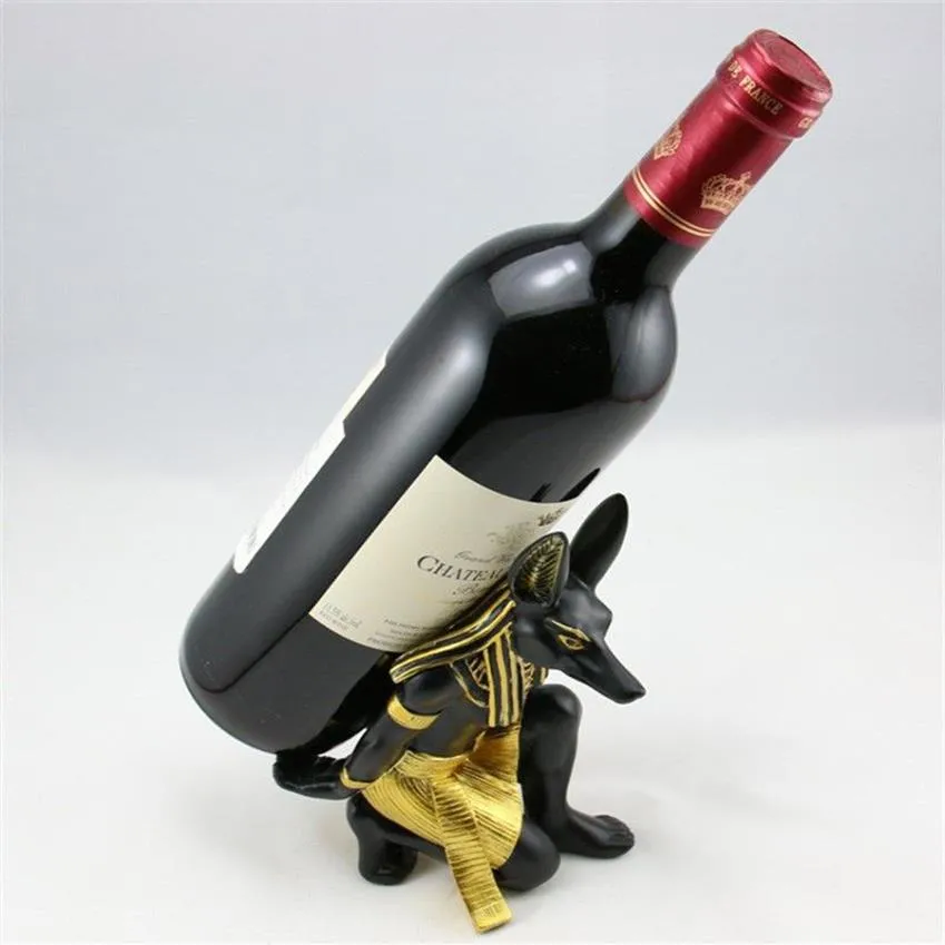 Resin Anubis God Wine Rack Wine Bottle Holder Animal Egyptian Dog God Wine Stand Accessories Home Bar Decoration Preference318u