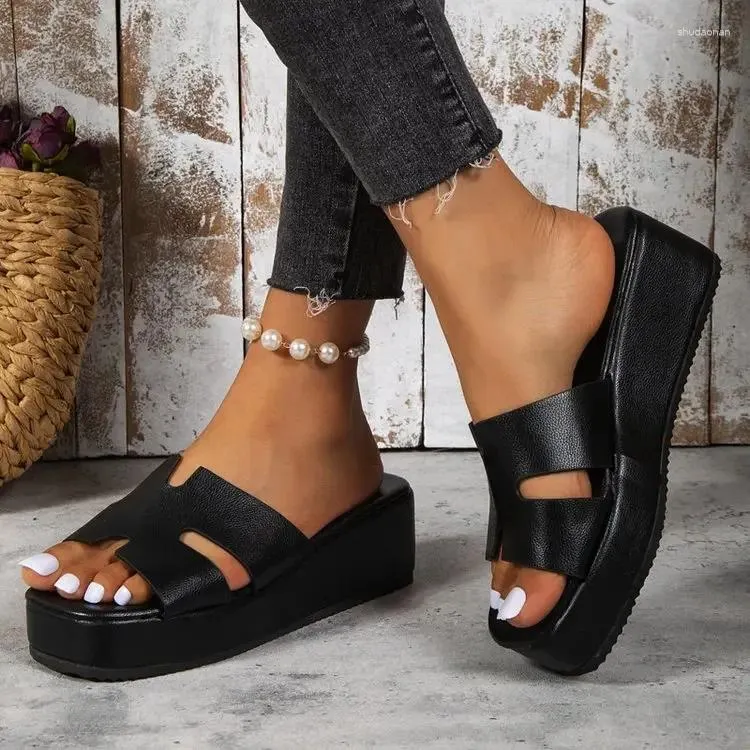 Talltor 2024 Summer Platform Women Wedge Round Toe Casual Flat Leather Outdoor Rubber Women's Beach