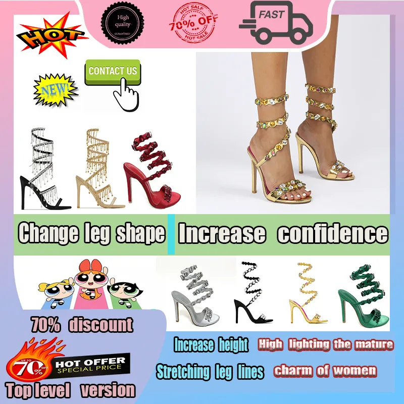 Designer Casual Platform Luxury Heels Crystal-embellished for women Sexy style Surface Rivet Increase height Anti slip wear resistant Decorate leg shape