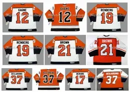 N85 Vintage Custom CCM Hockey Jersey 12 SIMON GAGNE 19 MIKAEL RENBERG 21 DAVE BROWN 23 ILKKA SINISALO 37 ERIC DESJARDINS 17 CRAIG BERUBE Orange White Size S-XXXL