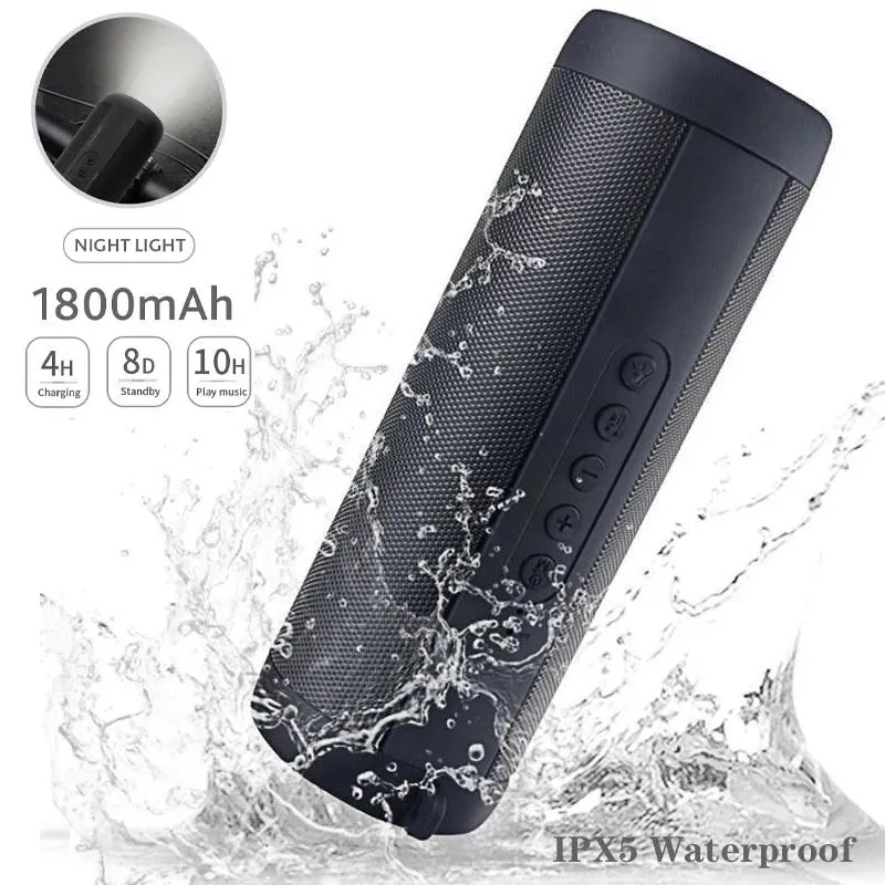 Altoparlanti Altoparlante Bluetooth portatile T2 Woofer LED impermeabile esterno Altoparlante a colonna wireless Supporta ingresso ausiliario radio FM scheda TF