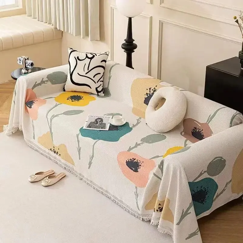 Couvre-chaise couverture de canapé à couverture complète universelle moderne avec Tassel All Seasons Living Room Non-Slip 1/2/3/4 Seers